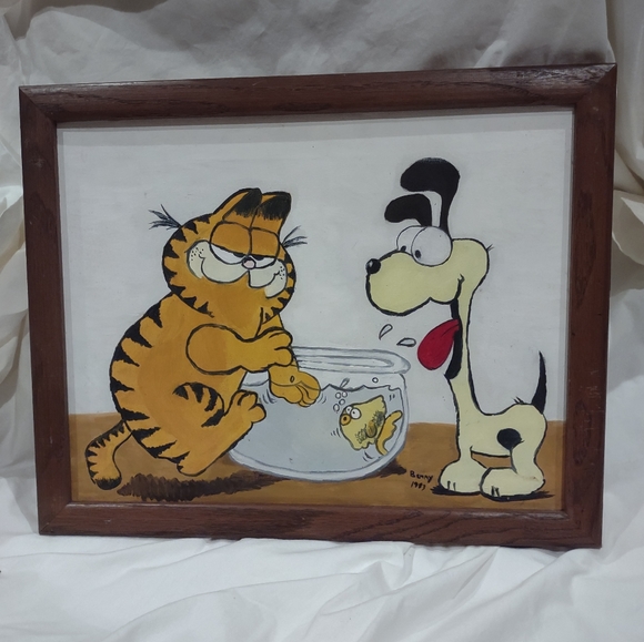 Garfield and Odie canvas painting framed art collectables rare - Picture 7 of 12